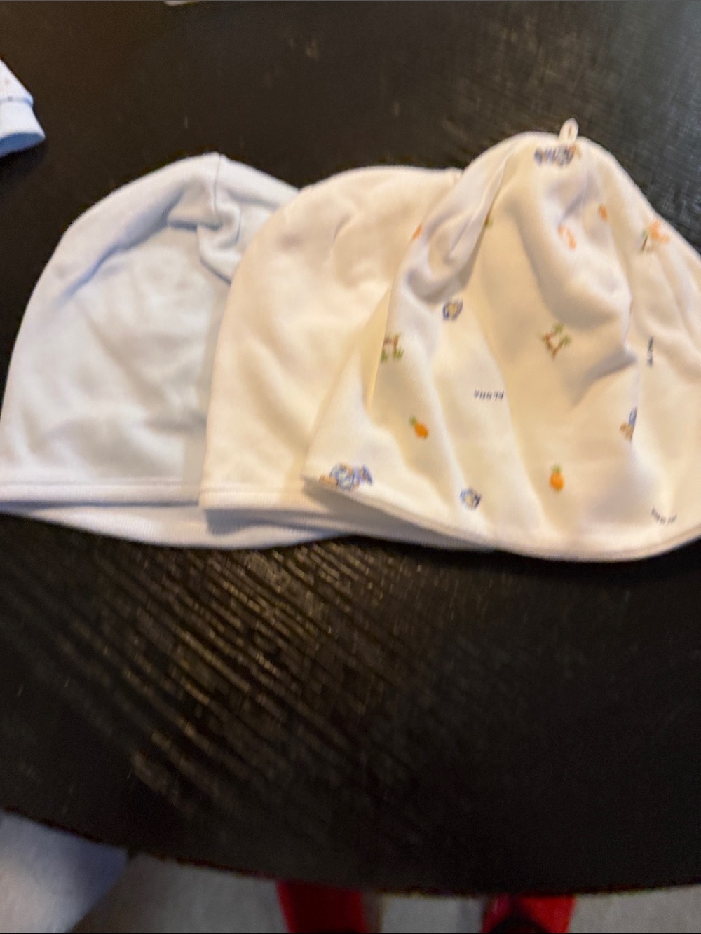 Ralph Lauren White Baby Beanie with Orange and Blue Accents